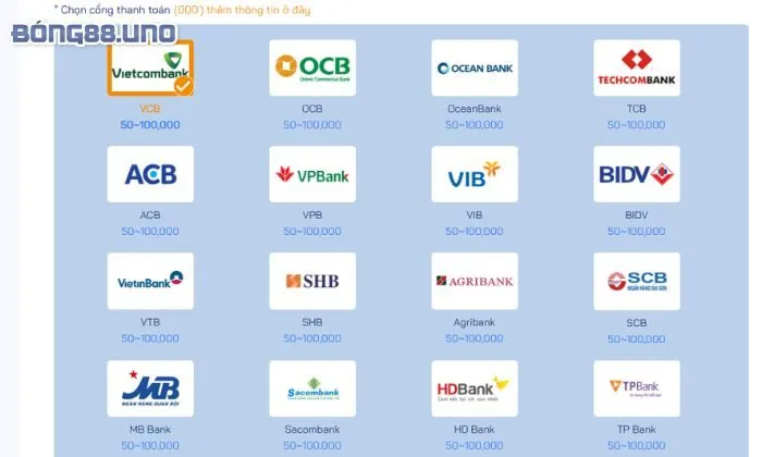 nạp tiền Bong88 Chọn cổng thanh toán